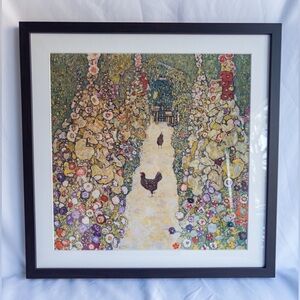 Gustav Klimt Framed Art.com Print Farm Garden w Chickens Large Wall Art